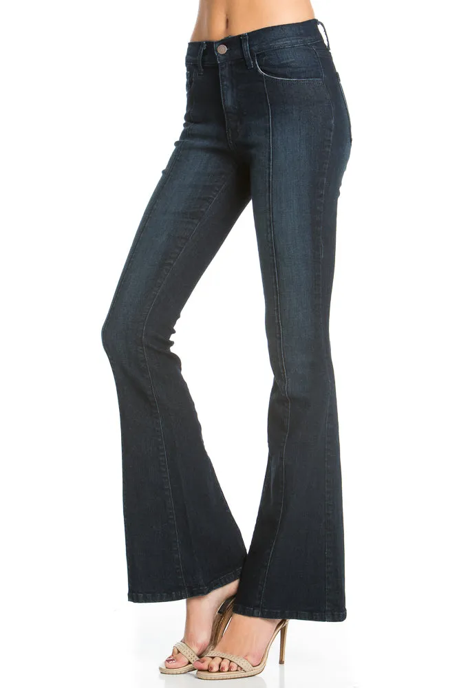 Rumor Has It Front Seam Flared Denim Pants Dark Wash