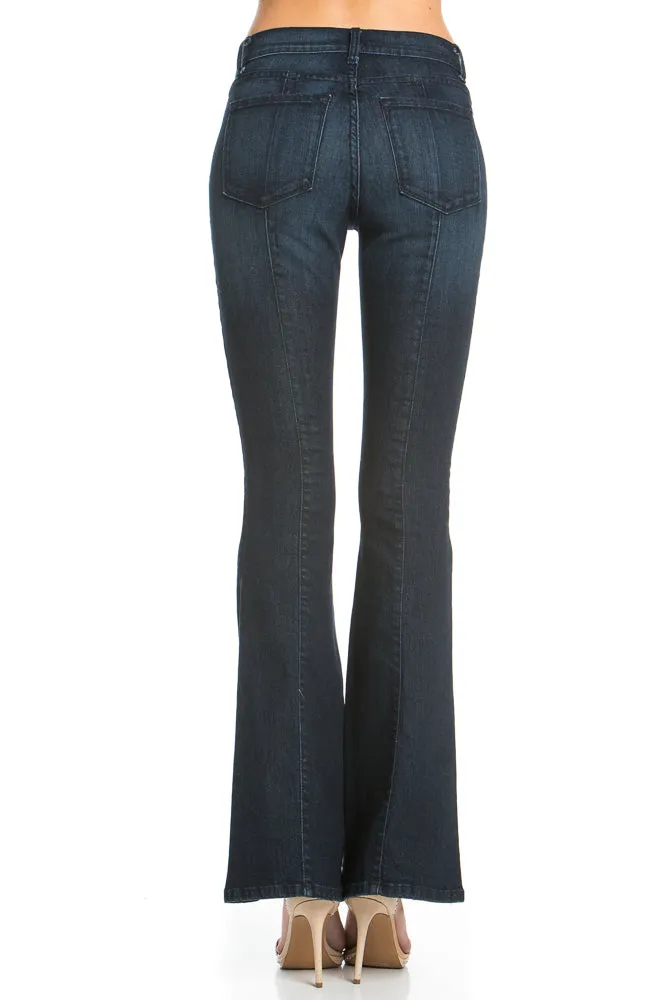 Rumor Has It Front Seam Flared Denim Pants Dark Wash