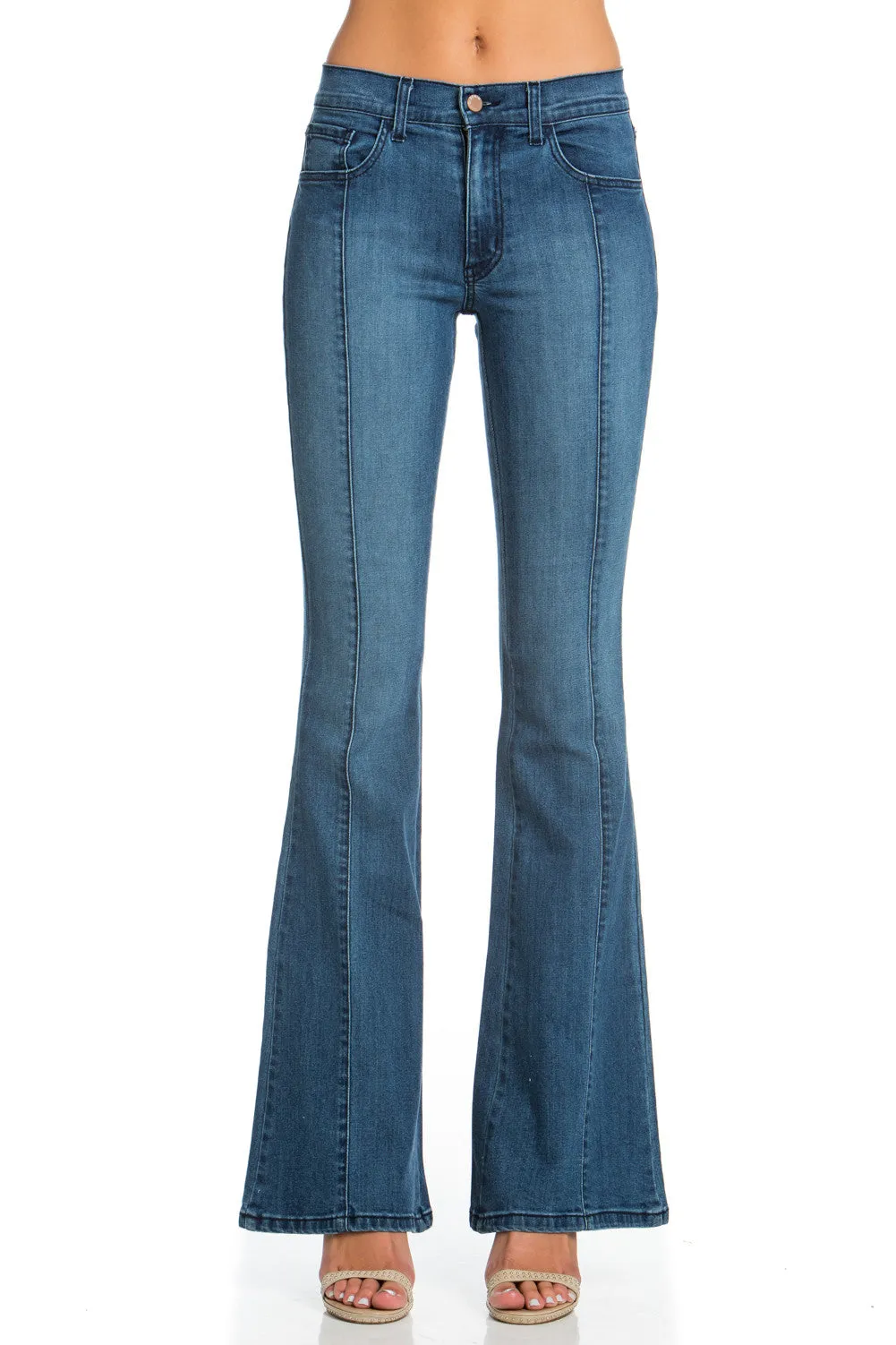 Rumor Has It Front Seam Flared Denim Pants Dark Wash