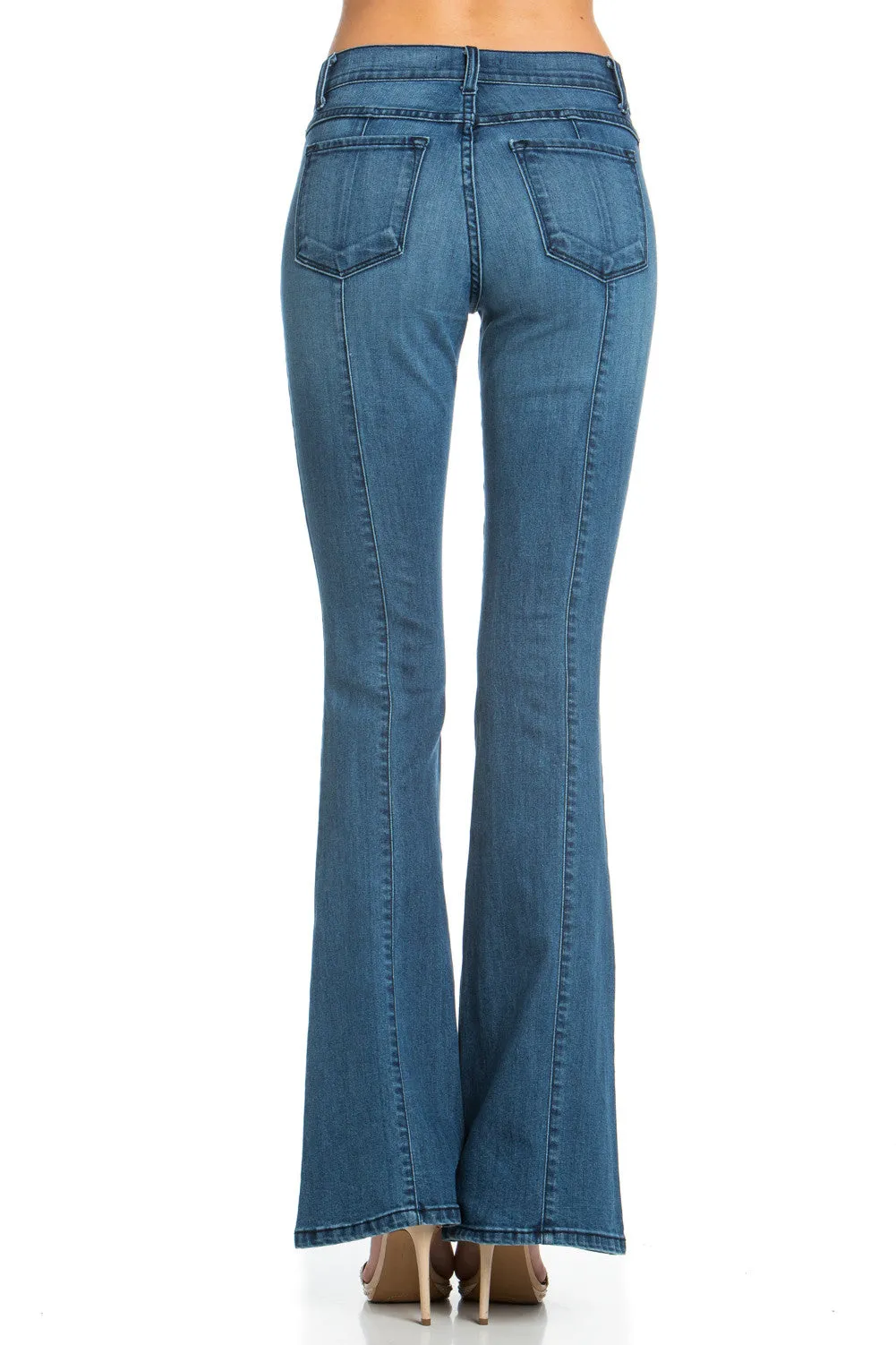 Rumor Has It Front Seam Flared Denim Pants Dark Wash