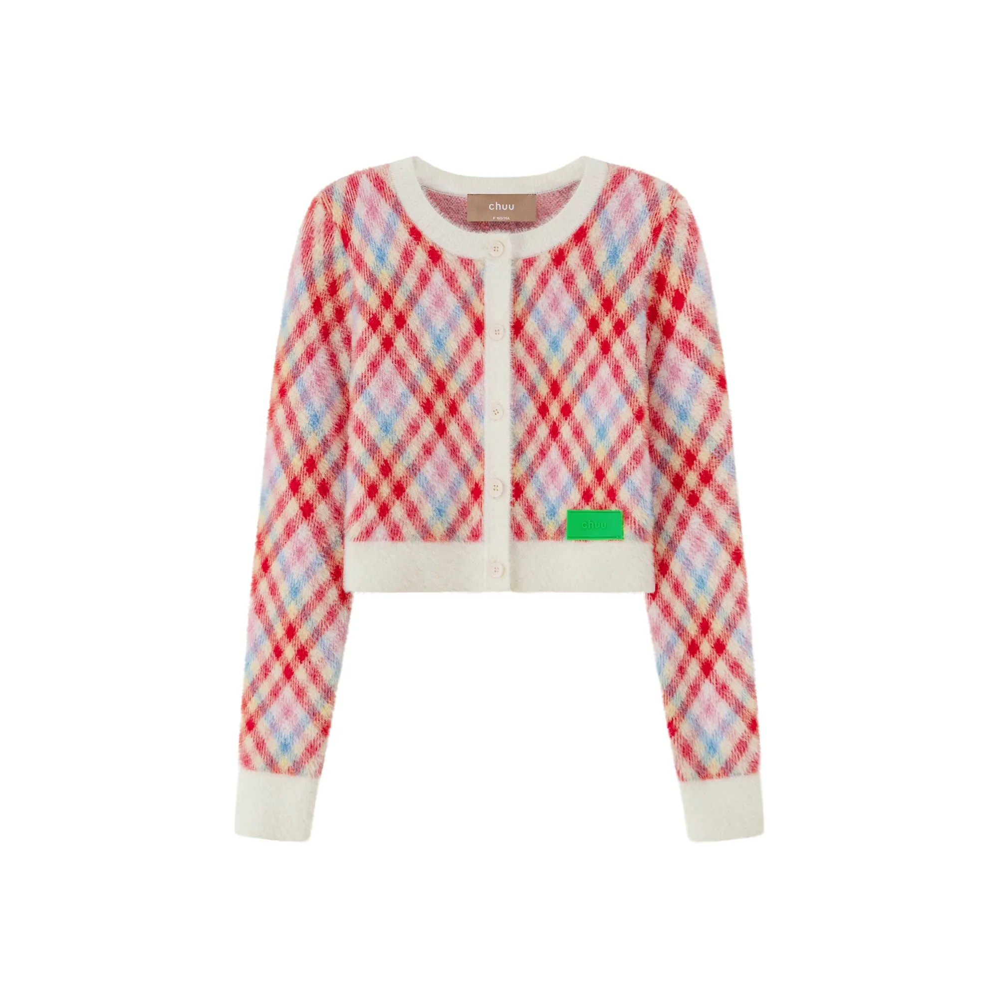 Smiley Argyle Cropped Knit Cardigan