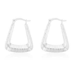 Sterling Silver Rectangular Patterned Hoop Earring