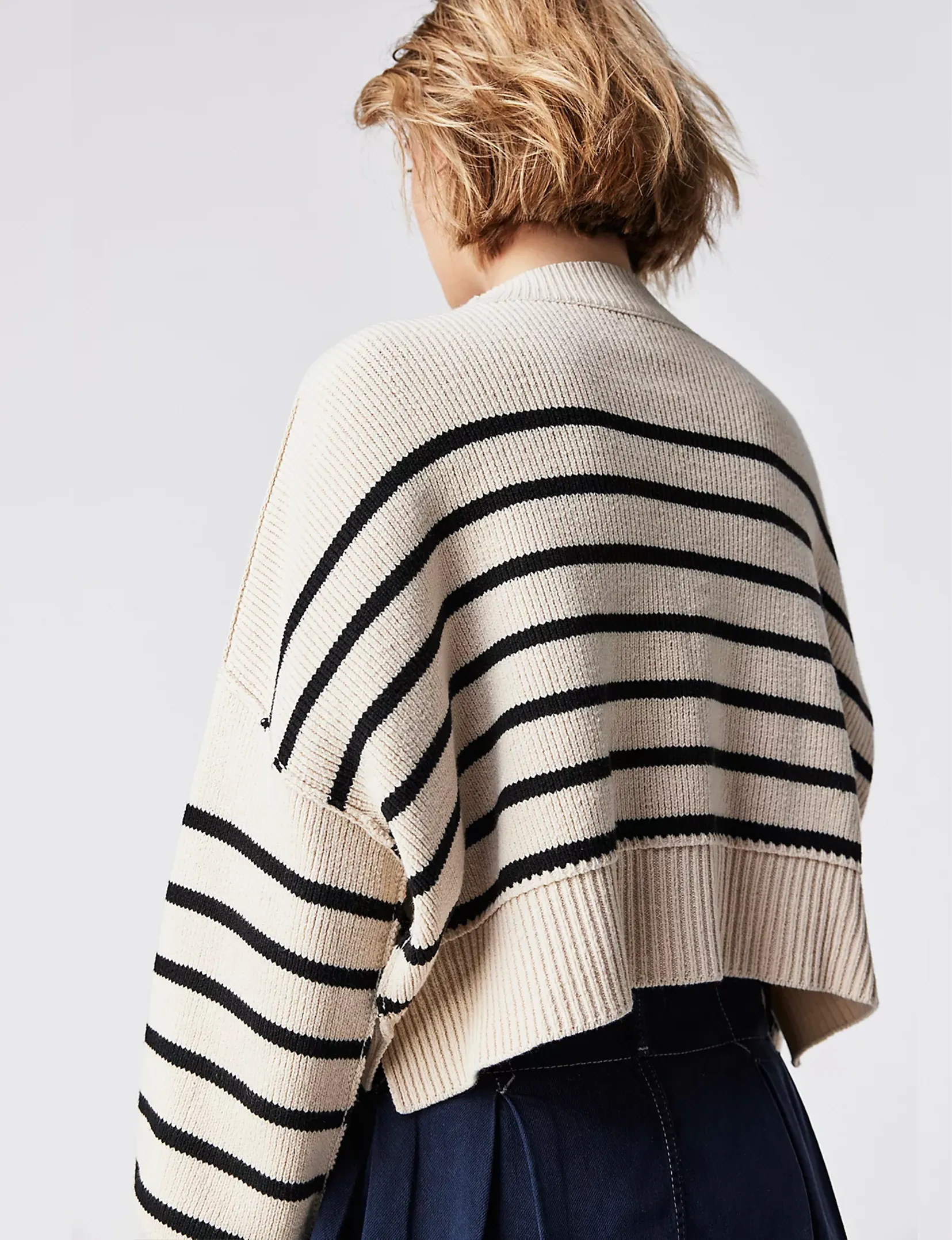 Stripe Easy Street Cropped Pullover, Pearl/Combo