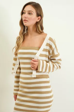 STRIPE LONG SLEEVE KNIT BUTTON DOWN CARDIGAN