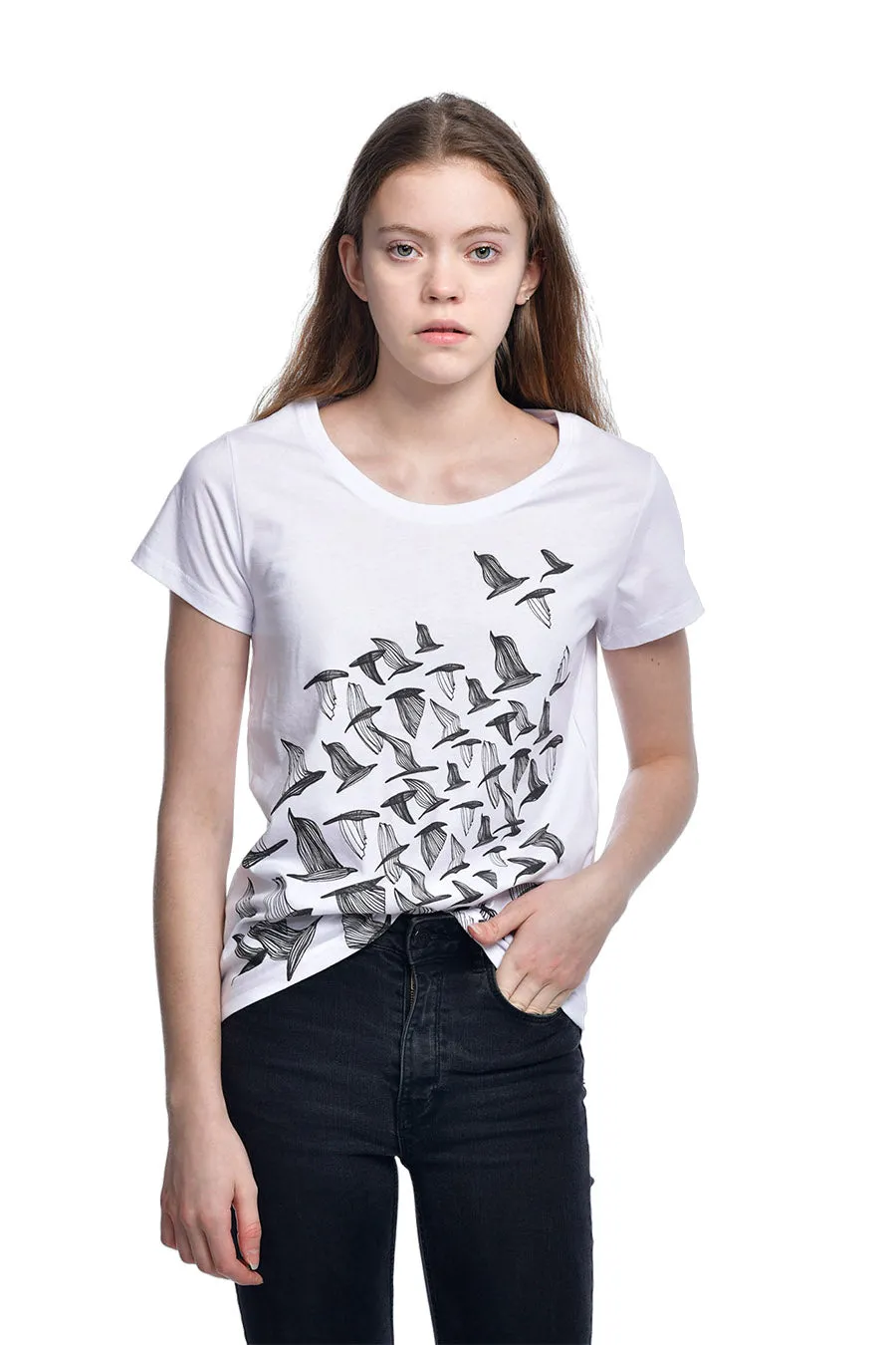 T-shirt Monochrome Birds – White