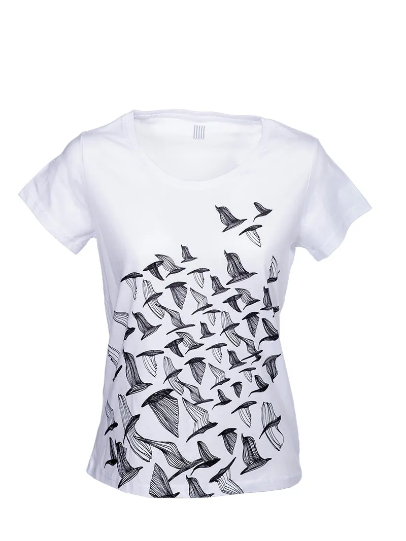 T-shirt Monochrome Birds – White