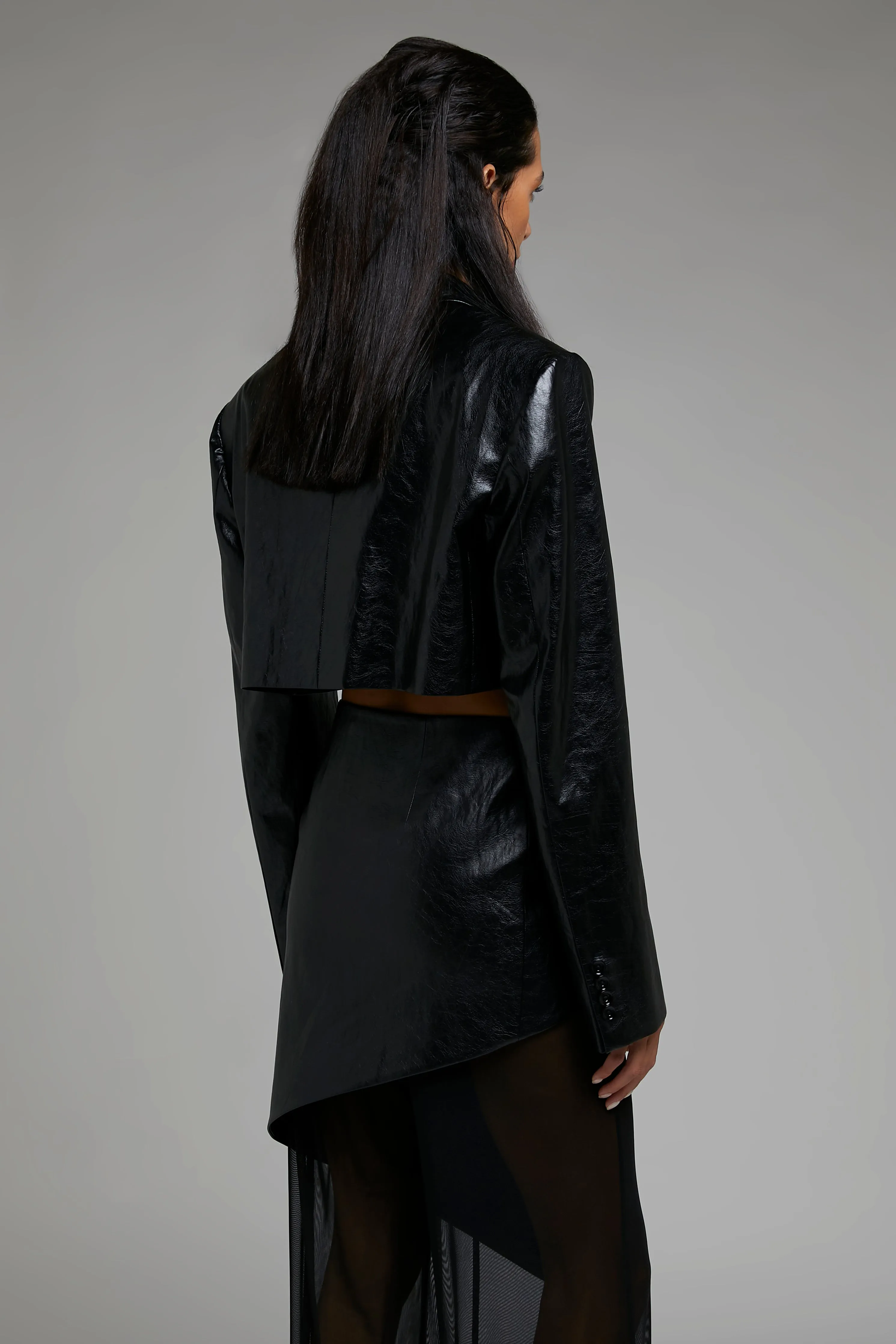 VEGAN LEATHER CROP BLAZER