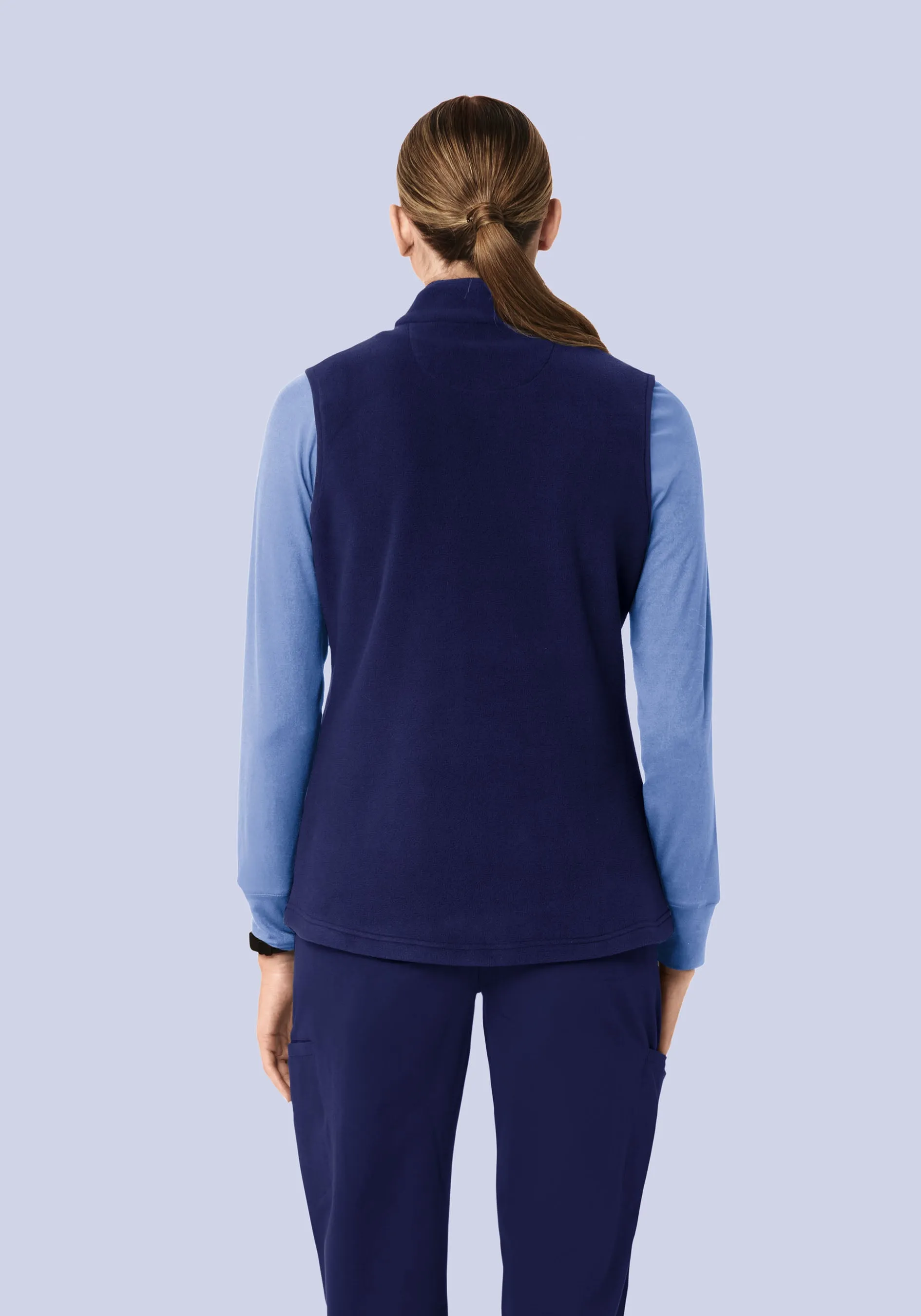 Women's Fleece Scrub Vest Navy