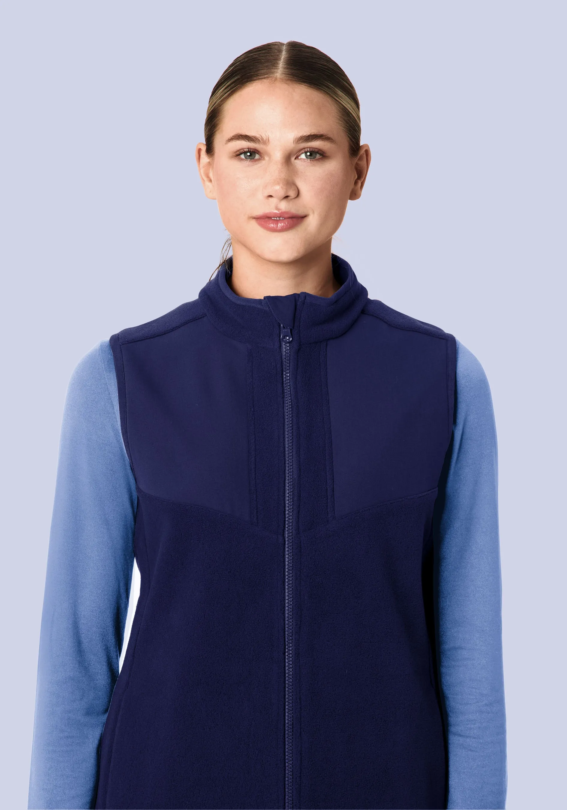 Women's Fleece Scrub Vest Navy