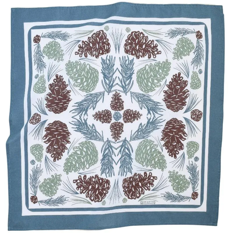 Woodland Pine Cone Bandana - 100% Cotton Hand Printed